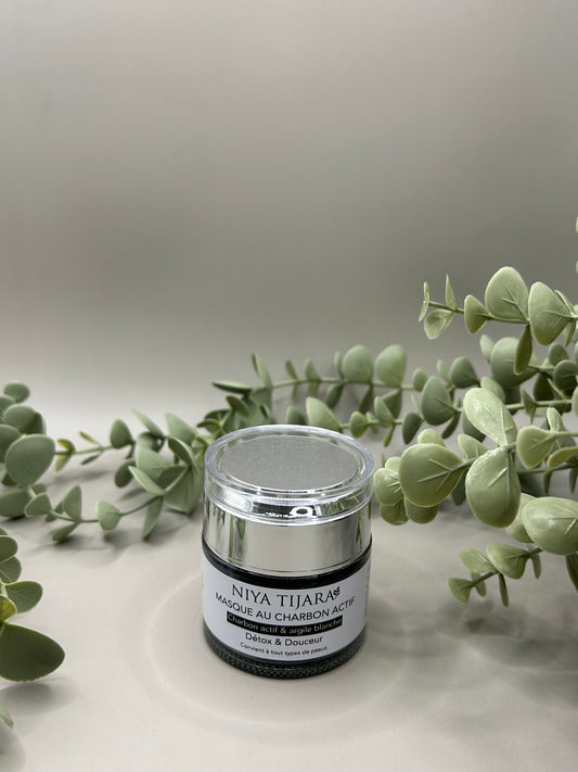 Masque Visage Détox & Douceur – Charbon Actif & Argile Blanche | 50 ml